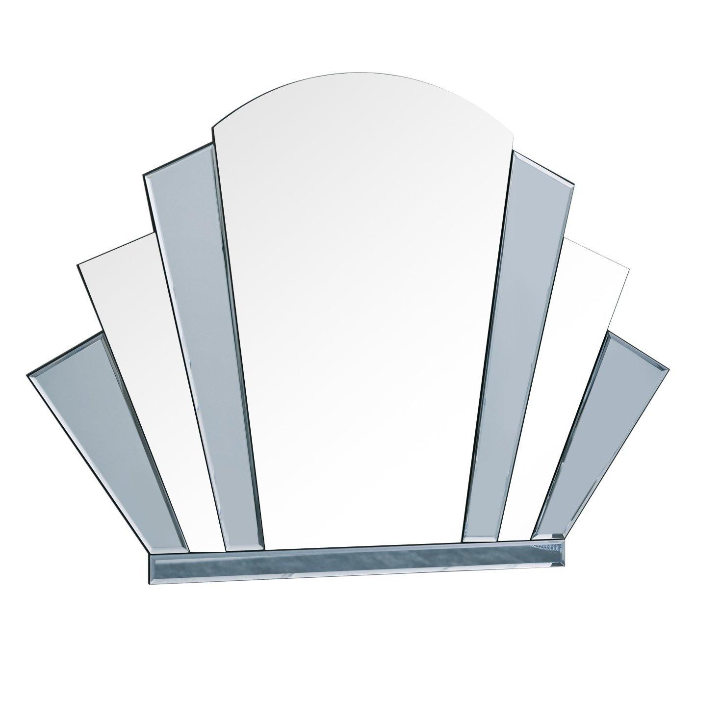 Grey Glass Art Deco Arch Fan Wall Mirror 80cm X 60cm